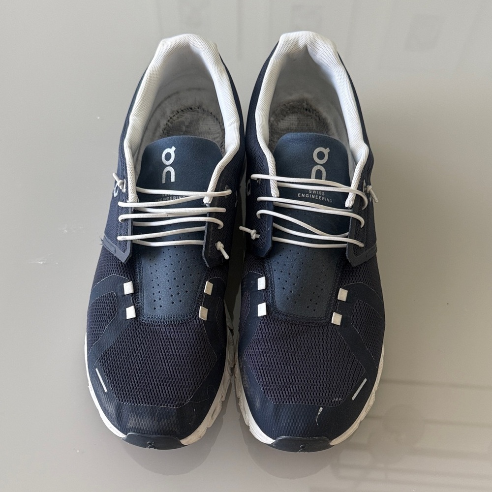 On Running Men's Navy and White Athletic Shoes